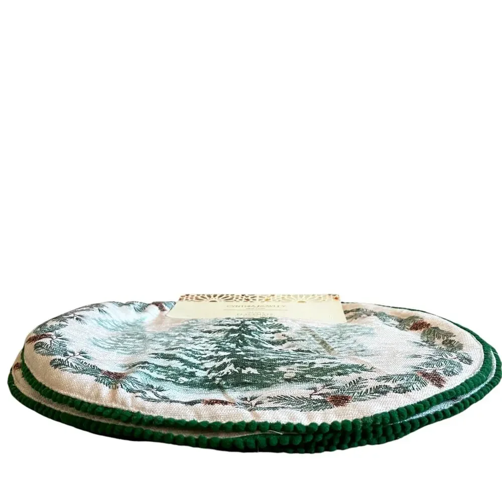 Cynthia Rowley Winter Pine Tree Christmas Placemats 15in Set of 4 Holiday New